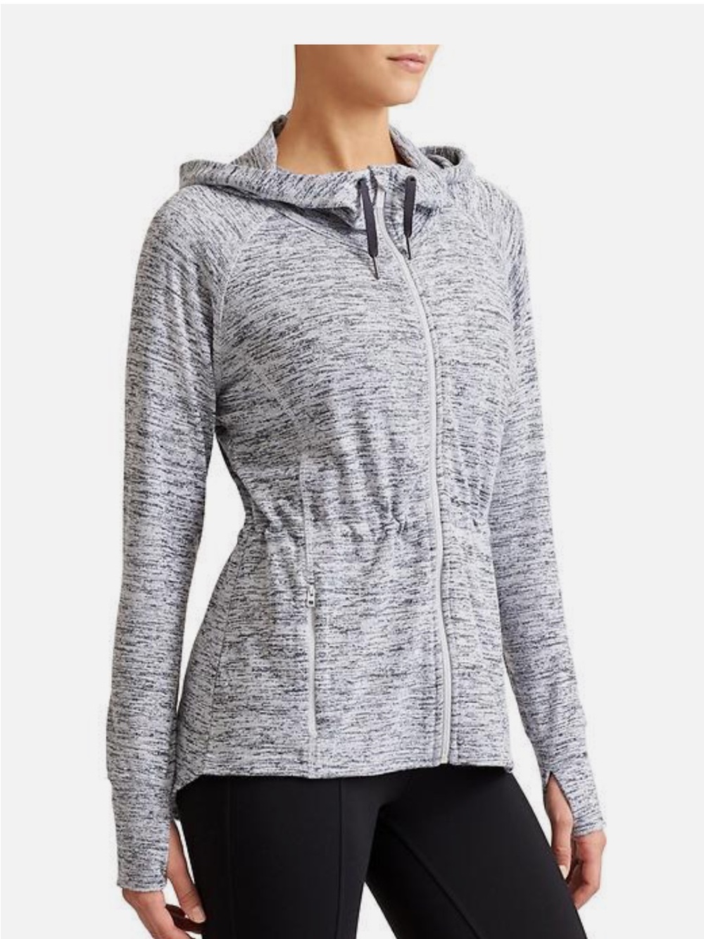 Athleta Heather Gray Zip-Up Hooded Active Jacket